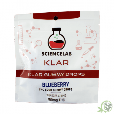 Science Lab Blueberry THC Sour Klar Gummy Drops at Sacred Meds