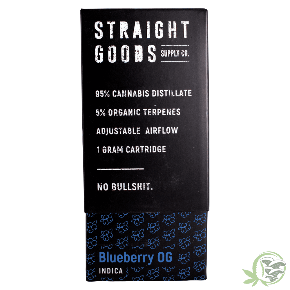 1g Vape Cartridge Blueberry OG Indica by Straight Goods at SacredMeds