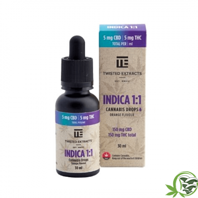 twisted extracts indica 1:1 orange flavoured cannabis drops